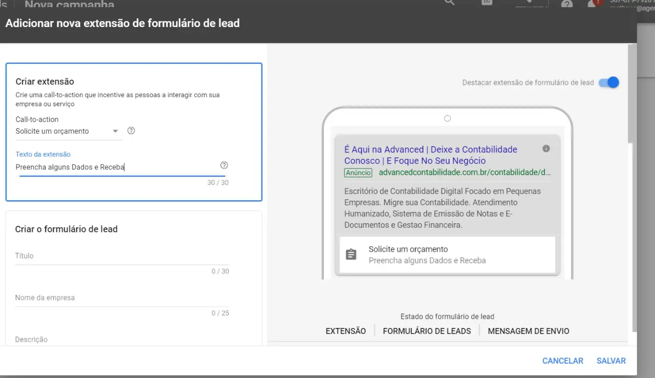 Extensão de formulário de leads do Google Ads – Nova funcionalidade para seus anúncios 2