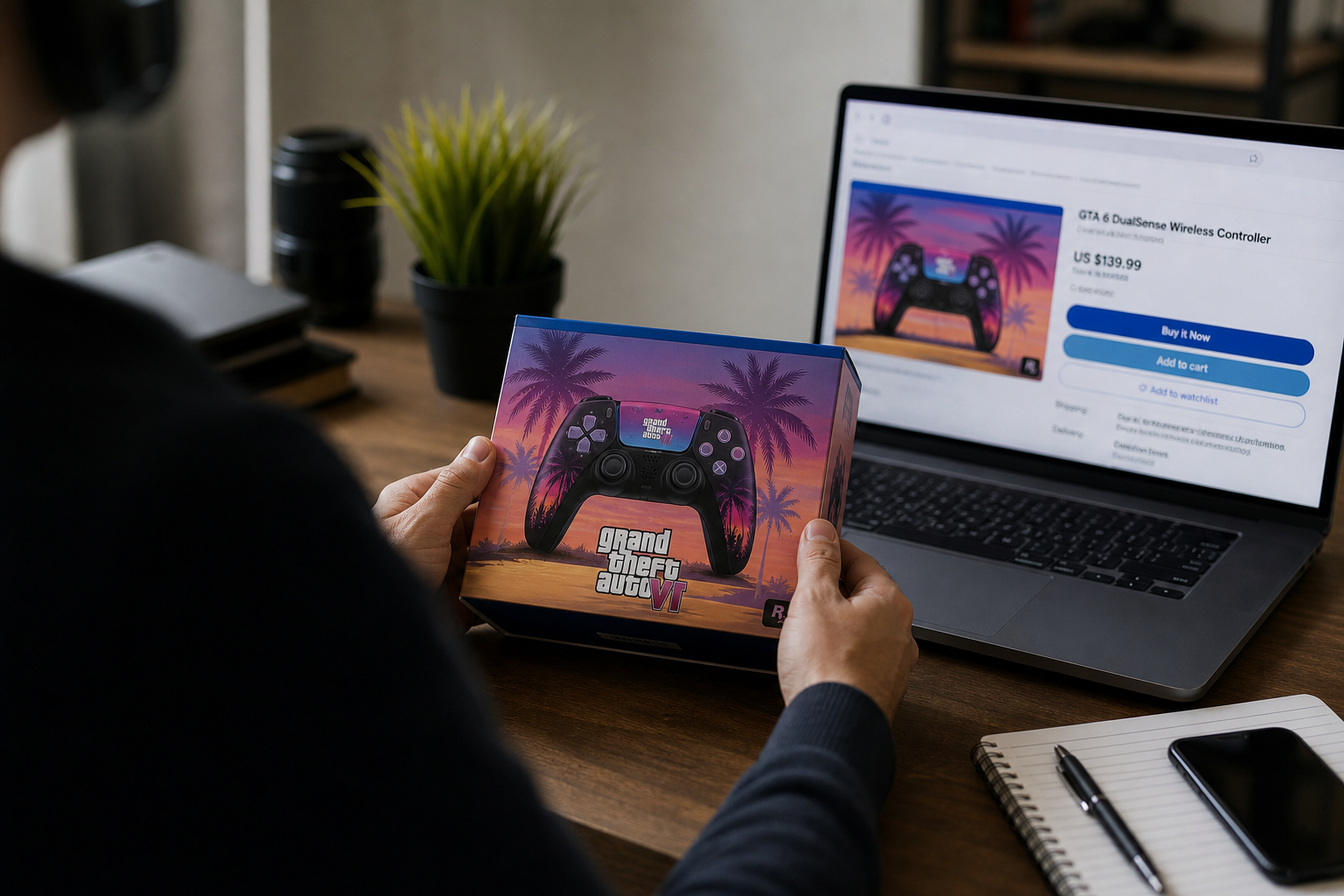 Imagem ilustrativa: DualSense de GTA 6 esgota na pré-venda e chega a US 140 no eBay